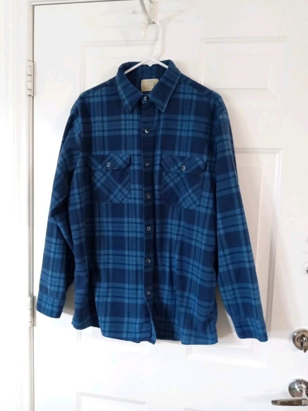 Vintage Fieldmaster Men's Size XLT Blue Plaid Flannel Long Sleeve Shirt